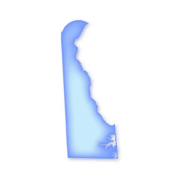Vector illustration of Delaware Soft Blue Vector Map Illustration