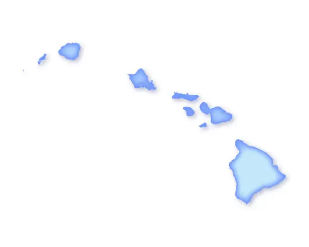 Vector illustration of Hawaii Soft Blue Vector Map Illustration
