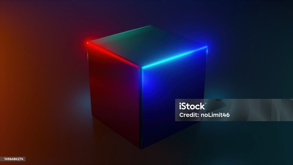 Computer Light Cube Rainbow Light Cube Stock Photo - Download Image Now - Abstract, Angle ...
