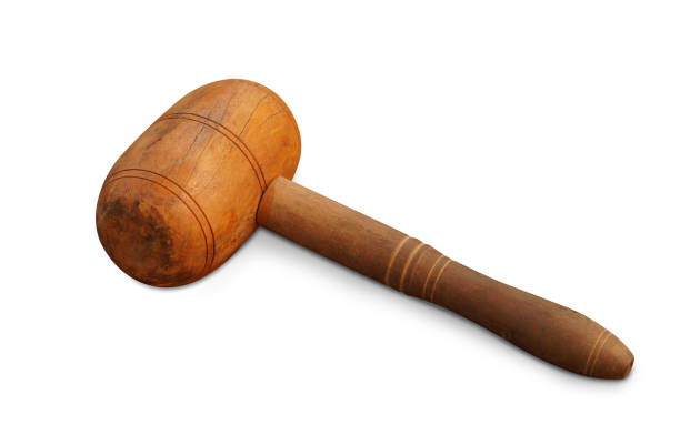 istock old wooden hammer on white background, object, decor, hand tools, tool, nature, copy space 1496488575
