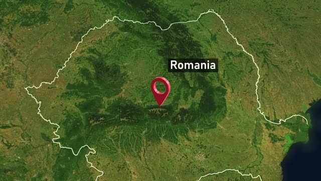 Romania Country Map Zoom from Space to Earth