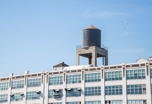 A view of a water tank in the city