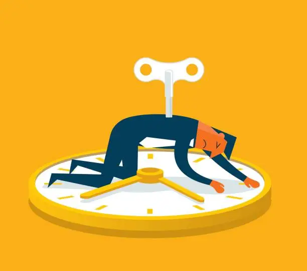 Vector illustration of Overwork Businessman