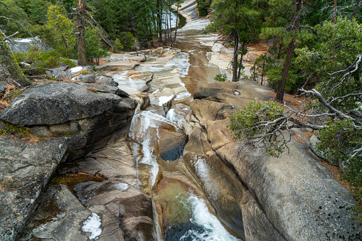 Hiking the Nevada falls trail in Yosemite National Park in California