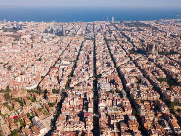 istock Aerial view of Barcelona districts 1496497061
