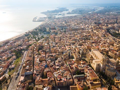 Modern cityscape of Tarragona with water coast of Mediterranean