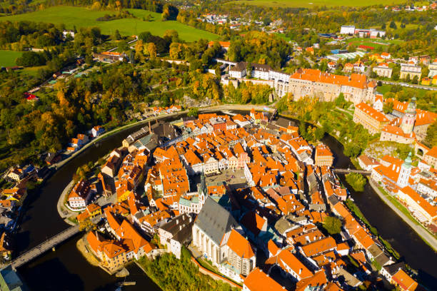 istock Panoramic view from the drone on the city Cesky Krumlov. Czech Republic 1496497788