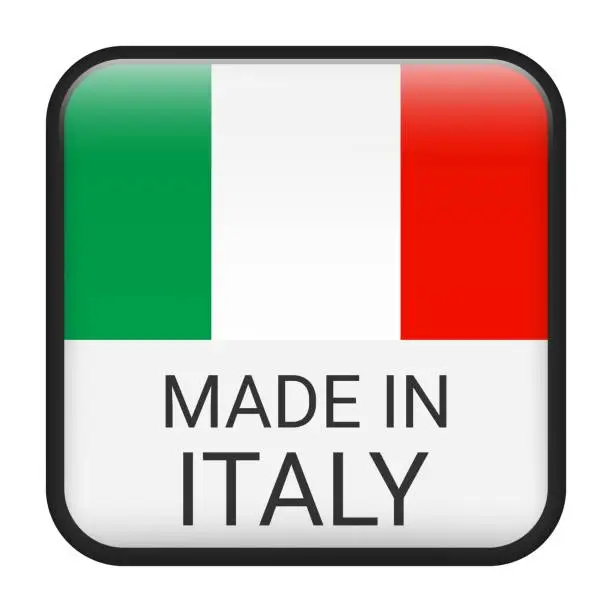 Vector illustration of Made in Italy badge vector. Sticker with stars and national flag. Sign isolated on white background.