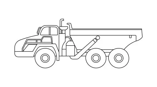 Vector illustration of Hand drawn Vector illustration color children articulated dump truck construction machine clipart