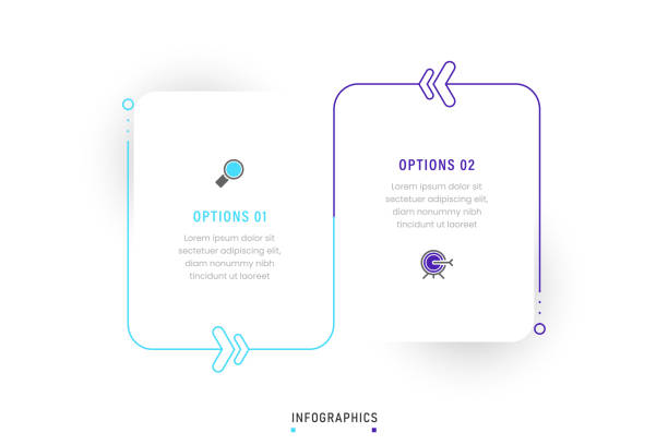 Vector Infographic label design template with icons and 2 options or steps. Can be used for process diagram, presentations, workflow layout, banner, flow chart, info graph. Vector Infographic label design template with icons and 2 options or steps. Can be used for process diagram, presentations, workflow layout, banner, flow chart, info graph. number 2 stock illustrations