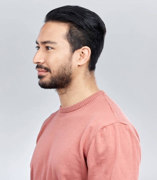 istock Face profile, beauty and Asian man in studio isolated on a gray background or backdrop. Thinking, aesthetics idea and male model posing for healthy skin for skincare, health cosmetics and wellness. 1496515105