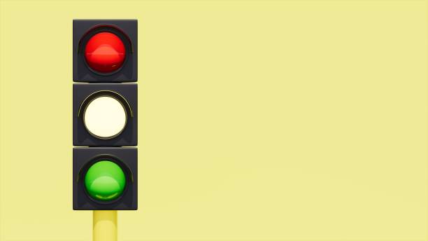 istock 3d rendering of traffic light with yellow light on, yellow stage, standardization theme 1496516436
