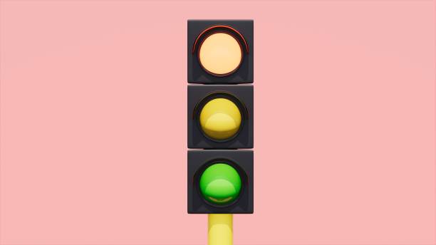 istock traffic light with active red light, red stage, 3d illustration, alert theme 1496516512