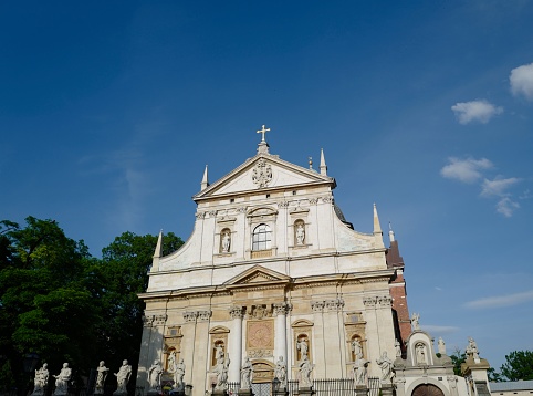 Krakow, Poland, city and capital of Malopolskie.St. Mary's Church, Wawel Cathedral, and Renek Glowny main square.