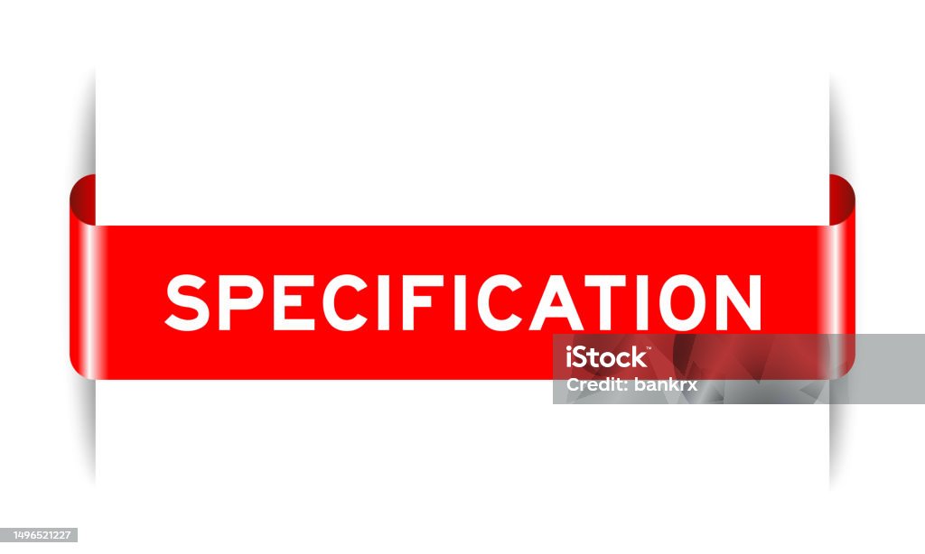 Sepecification Background Red Color Inserted Label Banner With Word Specification On White ...