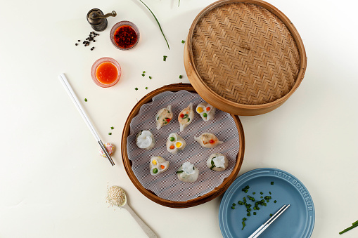 Dumplings made of shrimp and chicken, a traditional Chinese snack
