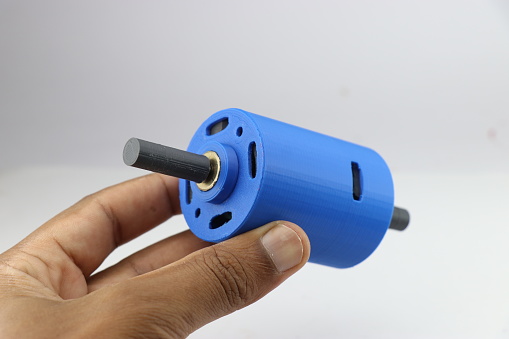 3D printed object or a fully working double shaft dc motor made using 3d printing technology