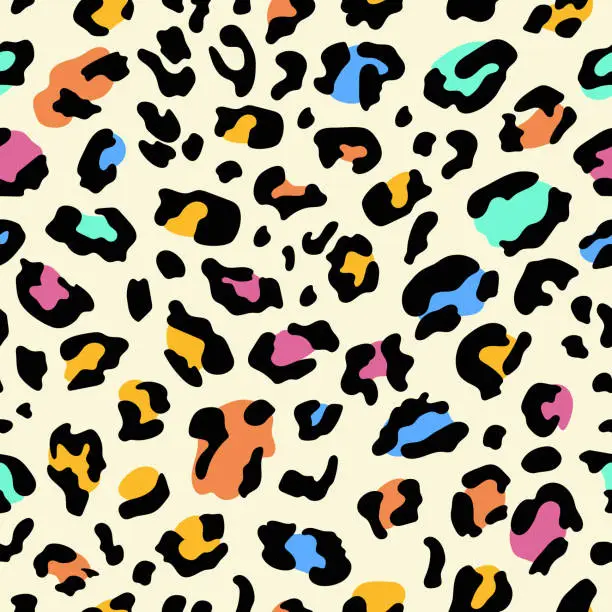 Vector illustration of Abstract Hand Drawn Leopard skin print. Seamless pattern.