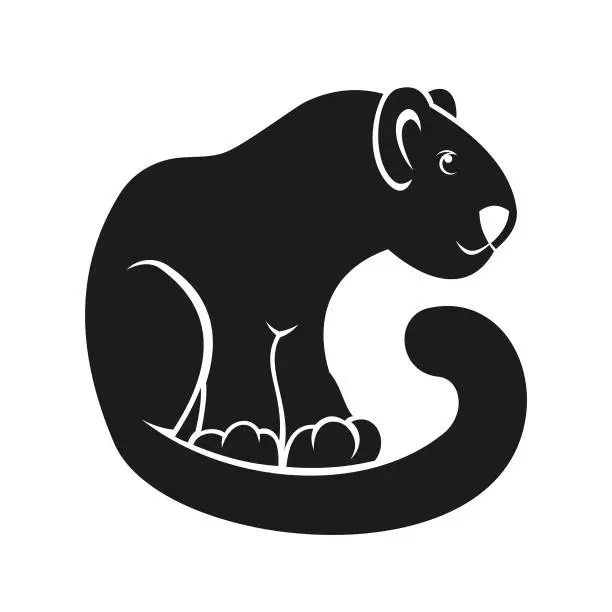 Vector illustration of Cute panther silhouette - cut out vector icon