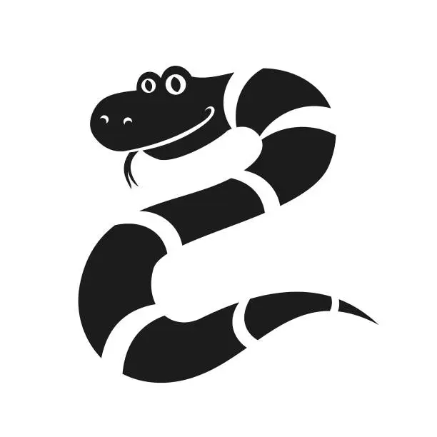 Vector illustration of Cute snake silhouette - cut out vector icon