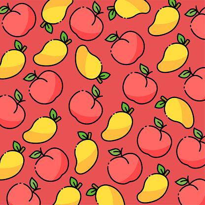 Peach And Mango Pattern Design Or Background Stock Illustration ...
