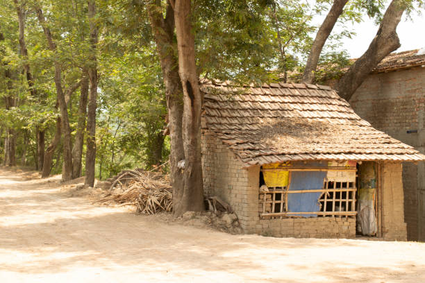 traditional local hut on the road side in a hot summer day