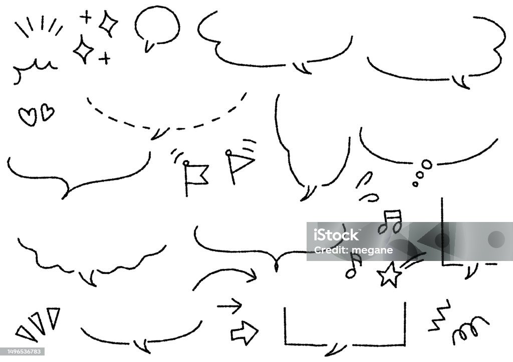 Bumpy Line Arrow Hand Drawn Speech Bubbles Stock Illustration - Download Image Now ...
