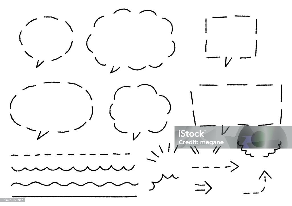 Draw Bumpy Line Hand Drawn Speech Bubbles Stock Illustration - Download Image Now ...