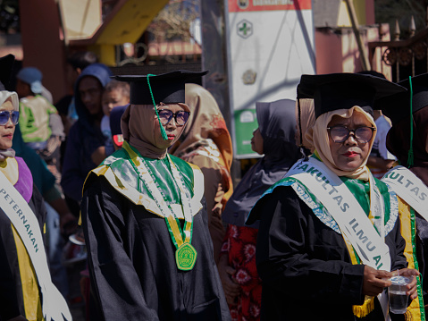 Blora - Indonesia, 03 June 2023 :People celebrate their education graduation