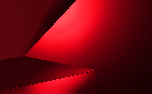 Digitally created red background with geometrical shapes for digital use