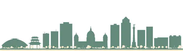 Vector illustration of Abstract Des Moines USA City Skyline with Color Buildings.