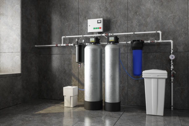 sistema de filtración de agua de la casa en el sótano - pressure gauge gauge physical pressure pipeline fotografías e imágenes de stock