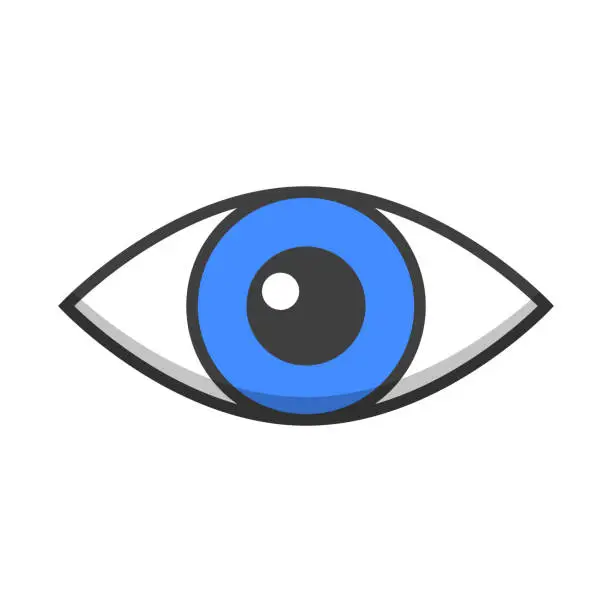 Vector illustration of Simple blue eye icon. Vector.