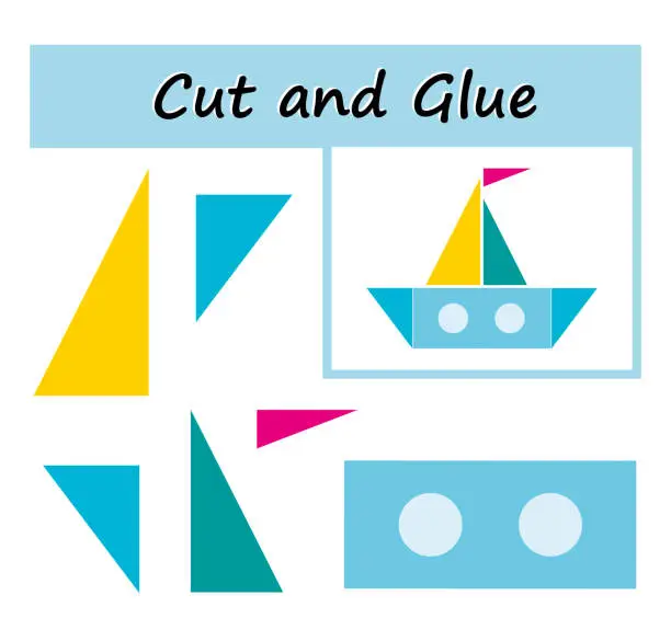 Vector illustration of Educational paper game. Cut parts of the image and glue on the paper.