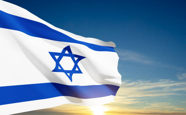 Bandeira de Israel no fundo do céu - ilustração de arte em vetor