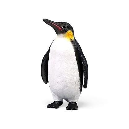 Miniature toy penguin animal on a white background