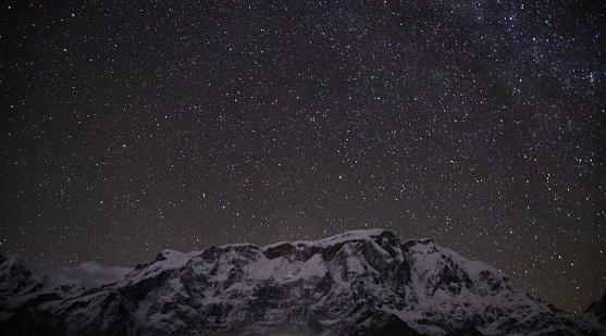 Night Stars behind lamjung mountain shot from Kori Nepal