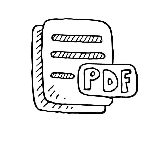Vector illustration of Hand drawn PDF icon