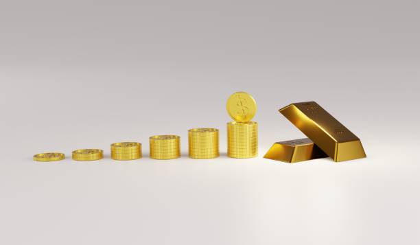 istock 3d rendering Gold bars and dollar coins illustrate 1496556740