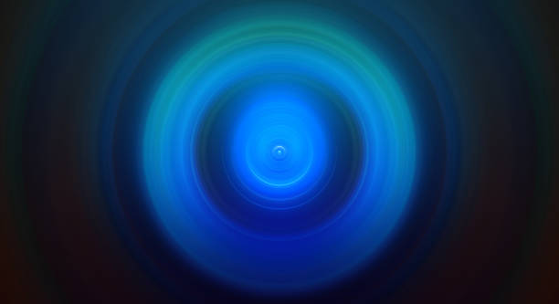 istock Abstract round blue background. Circles from the center point. Image of diverging circles. 1496558945