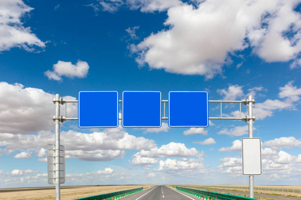 istock Blank road sign on the highway in China 1496559913