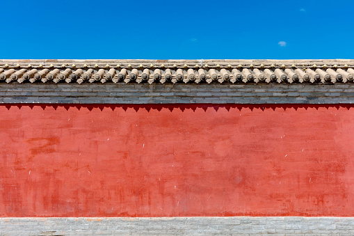 Chinese classical building red wall