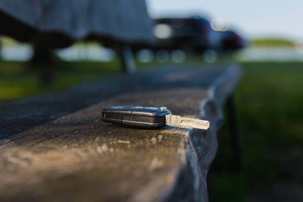 Car key with heart shaped key ring. Isolated on a pure white background, absolutely no dot in the white area no need to cut-out e.g. can be dropped directly on to a white web page seemlessly.