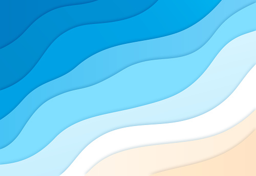 Vector background with abstract waves in paper cut style