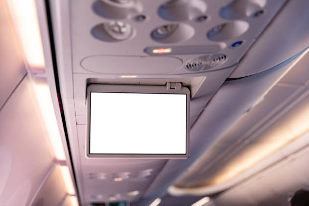 istock Blank monitor in airplane cabin 1496564201