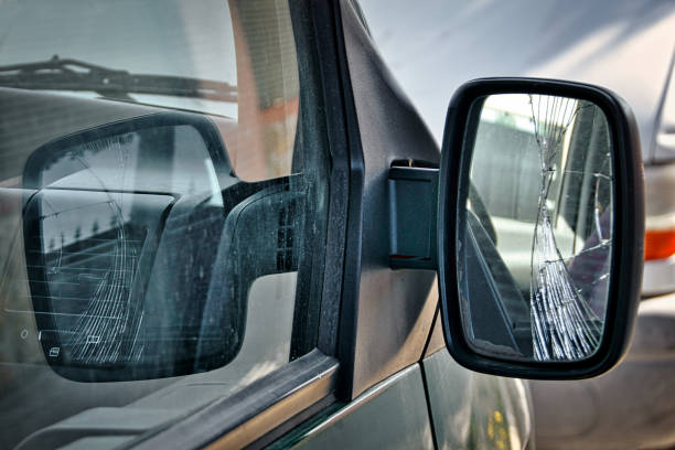 Broken rearview. Close up broken rearview mirror of a car broken side view mirror stock pictures, royalty-free photos & images