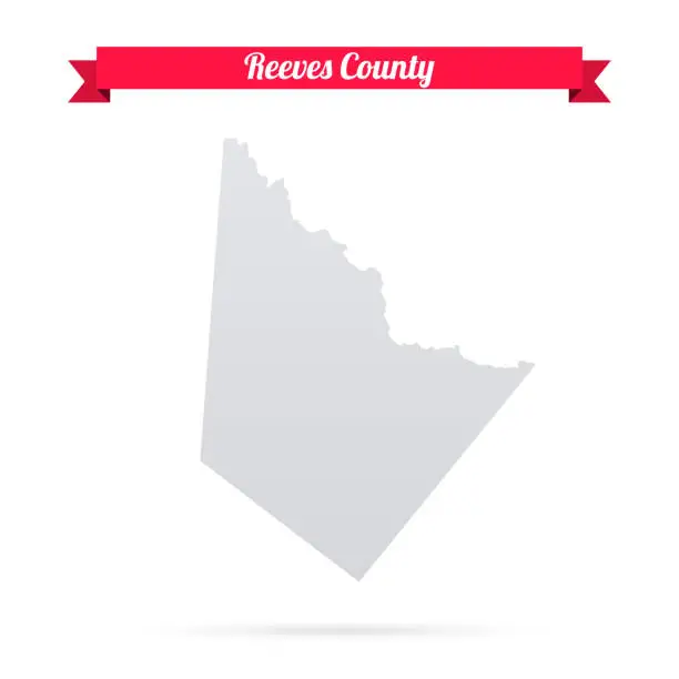 Vector illustration of Reeves County, Texas. Map on white background with red banner