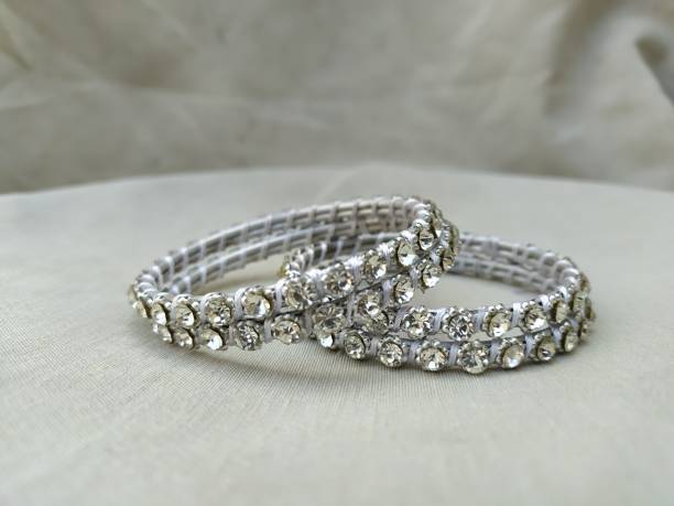 istock Beautiful white silver bracelet with pearl ornaments 1496573605