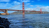 The Golden Gate Bridge seen and enjoyed over the bay of the city of San Francisco, USA. Emblematic bridge of the U.S. state of California.