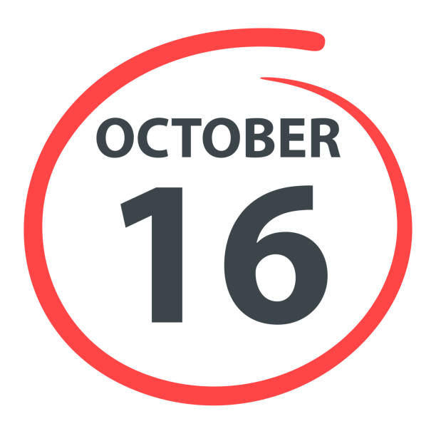 October 16 - Date circled in red on white background October 16. Date circled with a red color marker isolated on blank background. Vector Illustration (EPS file, well layered and grouped). Easy to edit, manipulate, resize or colorize. Vector and Jpeg file of different sizes. october clipart stock illustrations